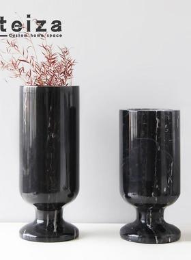 Oteiza轻奢大理石花器现代简约几何玻璃花瓶样板间售楼处酒店摆件