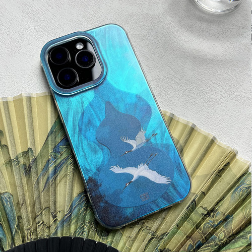 鹤栖云葫 言西原创国风新中式软镭射硅胶适用于苹果手机壳华为小米小众高级感iphone16promax新款15pro1413套 - 图0