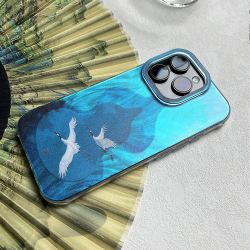 鹤栖云葫 言西原创国风新中式软镭射硅胶适用于苹果手机壳华为小米小众高级感iphone16promax新款15pro1413套 - 图1