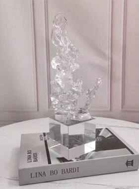 现代简约假山饰摆件样板房间透明假山透明树茶桌面电视柜创意软几