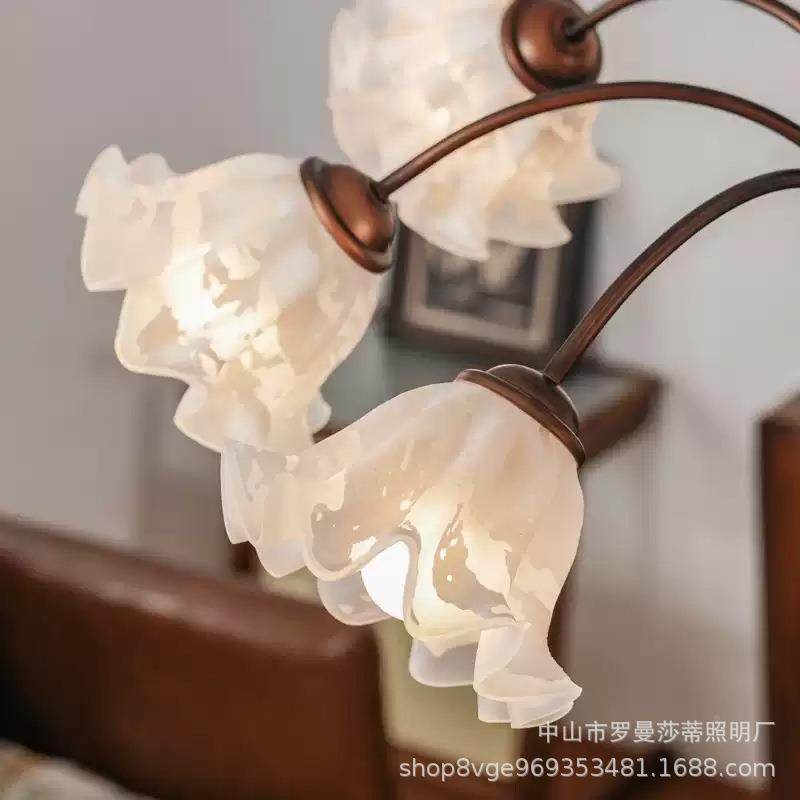 美式中古风客厅灯吊兰花朵谱餐厅灯田园铃乡416村复古全光护眼卧,淘宝优惠券,粉丝福利购,淘宝优惠卷