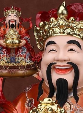店铺开业请文财神爷佛像桌面客厅办公室招财家用供奉树脂摆饰神像