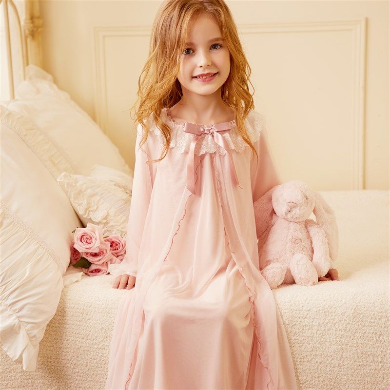 雪雅可女童睡裙公主风春秋薄款长袖儿童蕾丝夏季睡衣宝宝家居服,淘宝优惠券,粉丝福利购,淘宝优惠卷