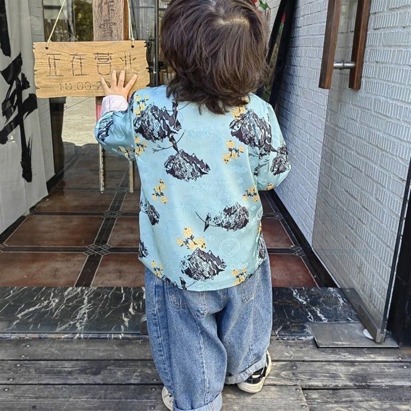 儿童唐装新中式小衫春和景明提花外套国风汉服24新款春装双层薄款,淘宝优惠券,粉丝福利购,淘宝优惠卷