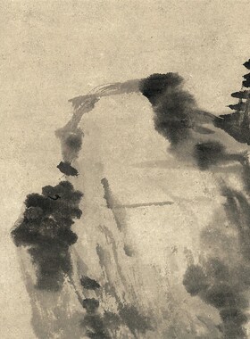 李流芳-疏树孤亭图国画名家字画装饰画芯心宣纸高清微喷打印复制