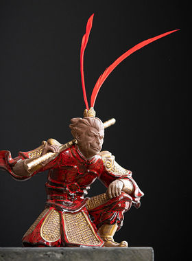 中式陶瓷斗战胜佛孙悟空摆件禅意家居客厅玄关桌面装饰工艺品摆设