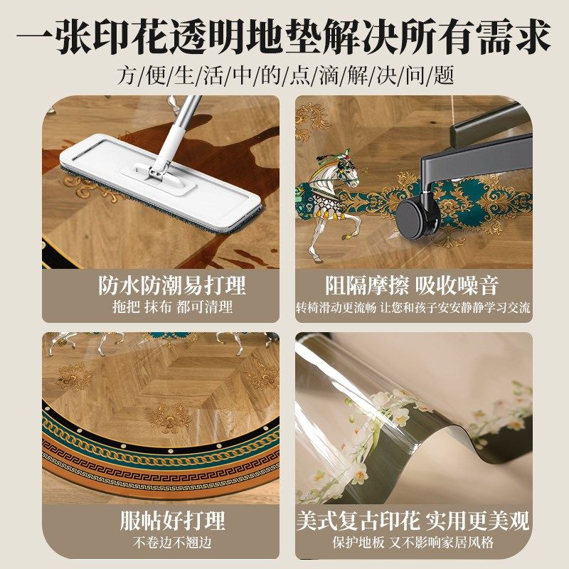 速发桌古美式滑轮座椅转椅地垫透明vpc书房学习复转椅垫防滑卧室,淘宝优惠券,粉丝福利购,淘宝优惠卷