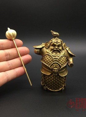 快速发货合金鎏铜哼哈二将小摆件铜兵器门神铠P甲小铜人迷你小铜