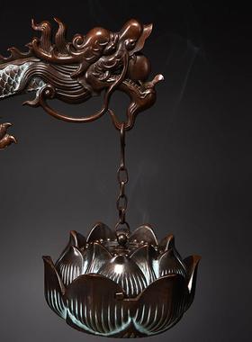 威弗列德龙腾四海悬挂吊炉室内茶道大号祥龙檀香熏纯铜沉香炉摆件