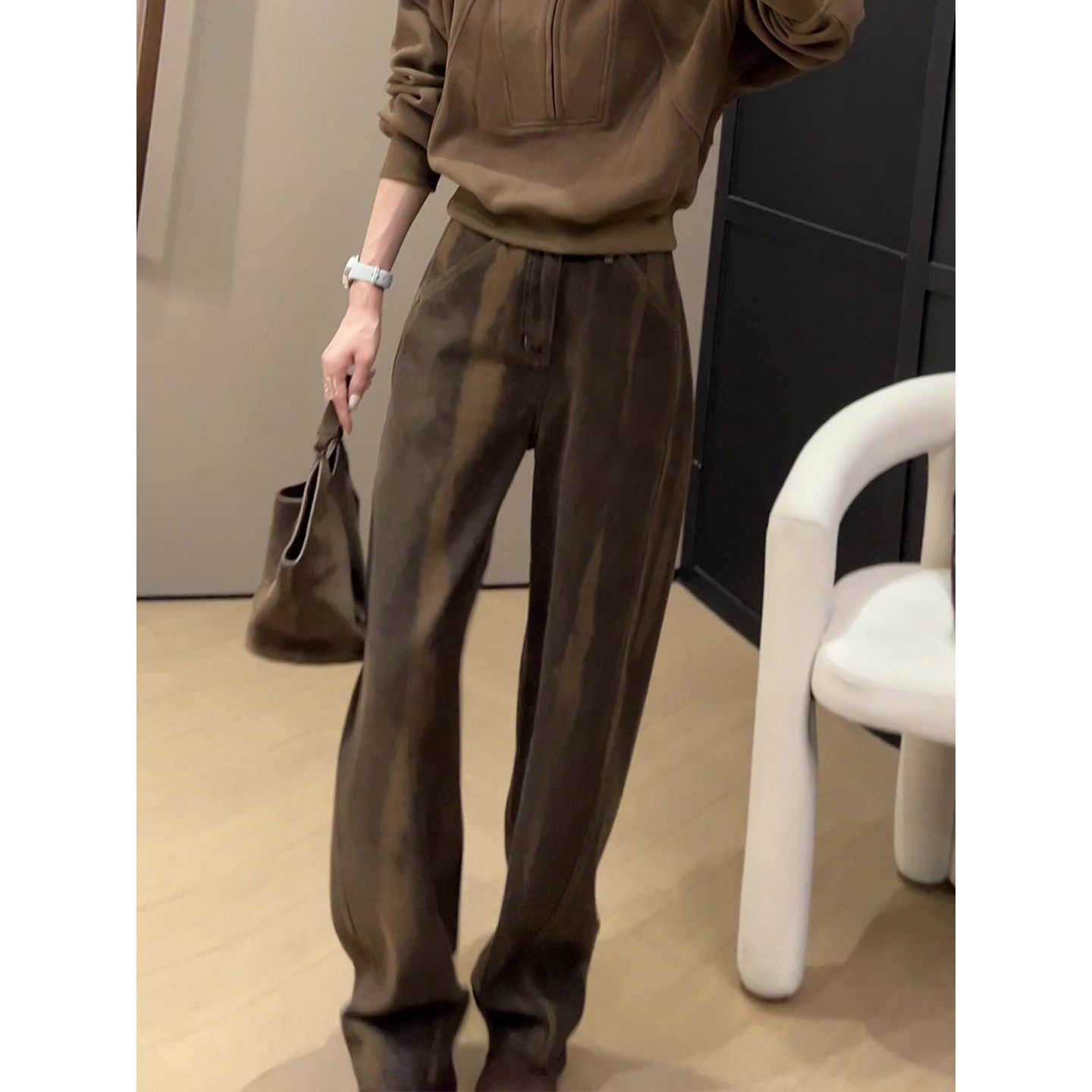 咖色加绒牛仔裤女2025冬季新款小个子高腰显瘦加厚百搭直筒长裤子,淘宝优惠券,粉丝福利购,淘宝优惠卷