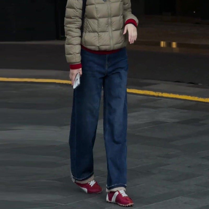 美式加绒哈伦牛仔裤女2025冬季新款大码胖mm宽松显瘦百搭直筒裤子,淘宝优惠券,粉丝福利购,淘宝优惠卷