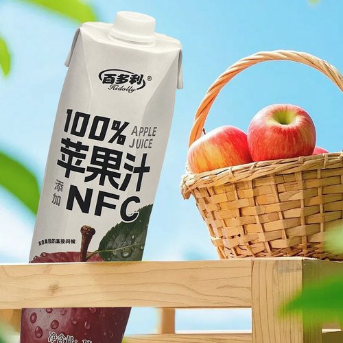 百多利100%苹果汁NFC无菌灌装1L*2瓶浓郁果香醇厚H - 图1