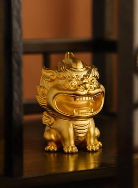 黄铜大嘴招财貔貅摆件招财高档客厅办公室桌面装饰品送礼礼品