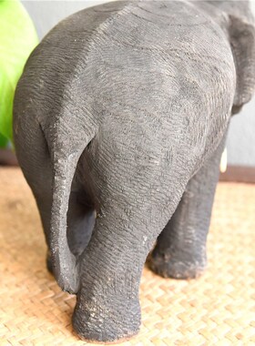 泰国柚木雕刻大象摆件桌面东南风家里客厅餐厅装饰品工艺品实木制