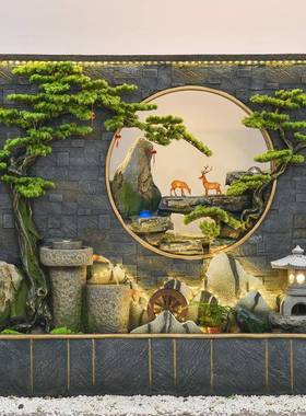 水幕墙流墙屏风酒店客喷厅水玄关山隔断庭院装饰假鱼池泉景tb-706