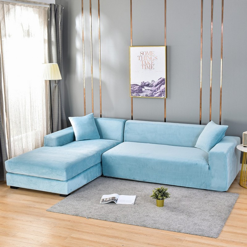 Silver fox plush sofa cover full cover high