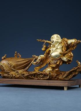 铜欣祥 黄铜弥勒摆件 布袋佛弥勒佛摆设客厅办公室开业礼品工艺品