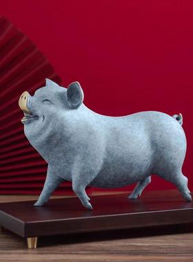 彩铜微笑猪摆件家居装饰品客厅办公桌酒柜玄关装饰品工艺品礼品