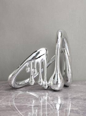 北欧轻奢树脂电镀音符摆件样板房售楼部卧室书房餐厅桌面玄关饰品