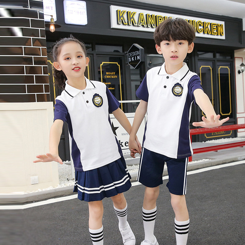 小学生校服T恤短袖百搭单t纯棉天蓝色儿童班服英伦幼儿园园服夏装,淘宝优惠券,粉丝福利购,淘宝优惠卷