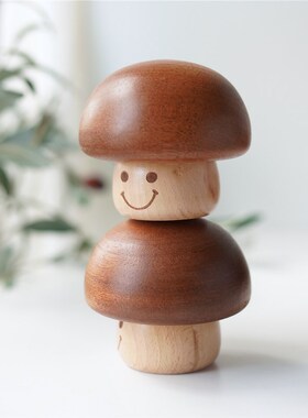 蘑菇音乐盒原木创意桌面装饰田园风摆件礼物