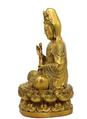 纯铜南海观音佛像客厅摆件家用柳枝观世音铜像家居工艺礼品摆饰中