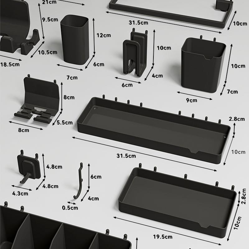 Round hole hole board accessories universal 6mm 16 hole spacing L hook storage box metal plate storage rack square box mobile phone holder