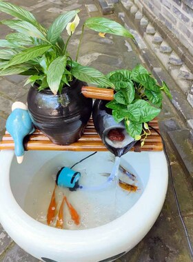 陶瓷循环流水古法养鱼庭院造y景摆件室内增氧过滤创意流水配件