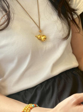 金包银王嘉尔邓为同款古法传承葫芦吊坠福禄项链男女挂坠节日礼物