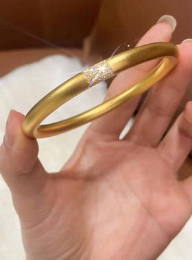 古法金包银富贵圆满手镯点钻泥鳅背素圈磨砂手环送女友送妈妈礼物
