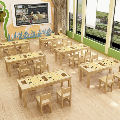 实木围棋桌中小学生带棋盒围棋培训桌学校辅导班课桌椅松木象棋桌 - 图2