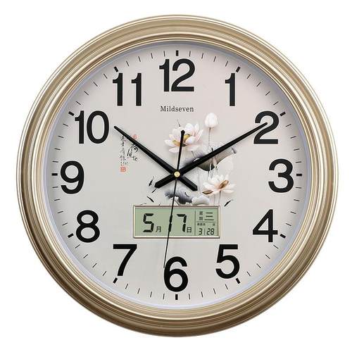 七王星客厅大尺寸挂钟电子钟表家用时钟挂表现代简约静音石英钟表 - 图0