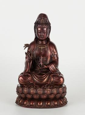 纯黄铜观音佛像摆件家居客厅装饰品铜观音菩萨工艺品中式莲花观音