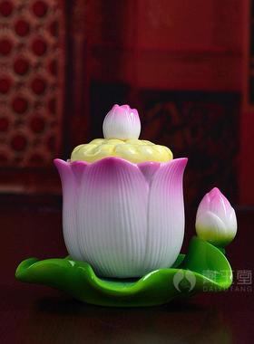 戴玉堂陶瓷客厅佛具用品供奉家用佛台前佛具供水杯供佛莲花圣水杯