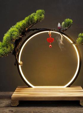 创意LED灯圈摆件三色光禅意客厅玄关办公室家用桌面家居装饰摆设