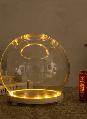 家居客厅卧室装饰品桌面发光灯座球形玻璃罩儿童房间摆设创意礼物