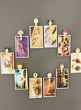 卡通木夹子磁性冰箱贴白板照片墙照片磁力贴办公室文件票据夹磁贴