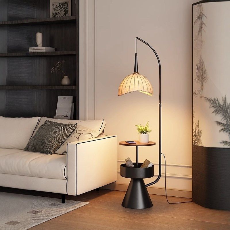 宅寂中古风落地灯客厅旁茶几卧室床头柜带置物架一体钓鱼灯沙发旁,淘宝优惠券,粉丝福利购,淘宝优惠卷