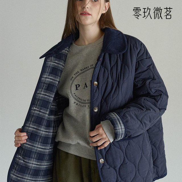 Large size new winter cotton coat, Korean version, warm and thick, double-sided seamed plaid quilted jacket, cotton coat 78507