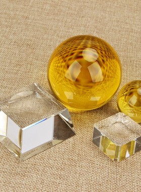 厚德居 合成黄色水晶球摆件球家居饰品开业礼品