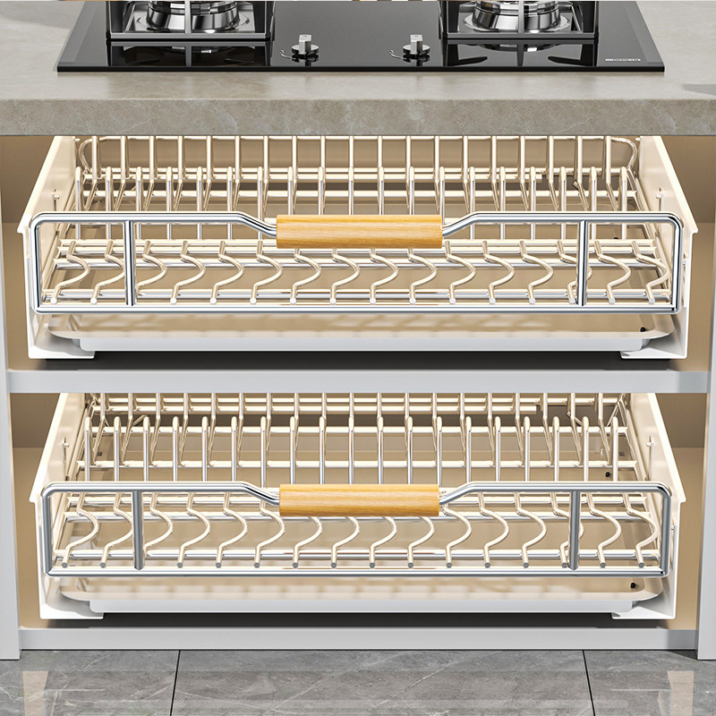 不锈钢碗碟收纳架厨房橱柜内置物架抽屉式拉篮抽拉碗盘子沥水碗架,淘宝优惠券,粉丝福利购,淘宝优惠卷