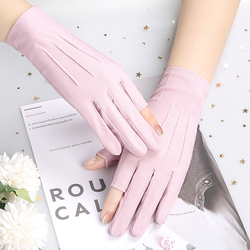 防晒手套女士春夏季户外骑行冰丝防紫外线全指露指薄款半指手套男 - 图0