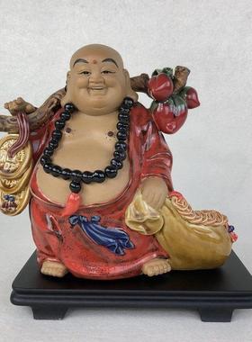 布袋佛小宝金笑佛中国风客厅酒柜陶瓷饰品石湾娃娃办公室财富装饰