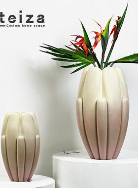 oteiza现代简约树脂几何花器样板间售楼处客厅书房花瓶摆件装饰品