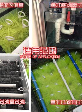 绿色优质鱼缸毛刷锦鲤鱼池过滤毛刷水族箱底滤材料十字304不锈钢