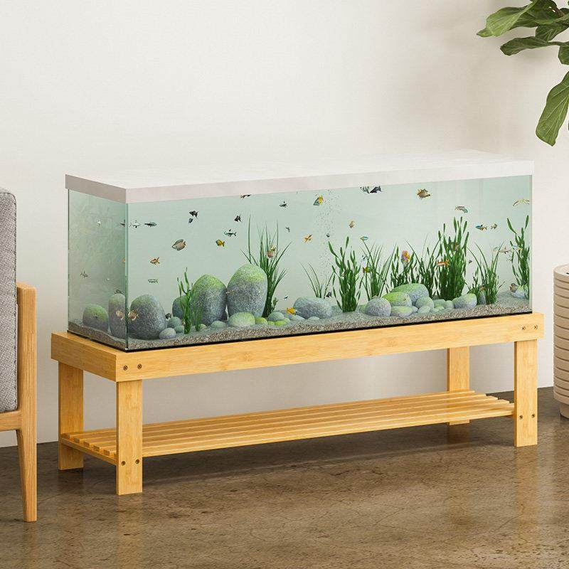 简约鱼缸架子底座楠竹多双层简约组合水族箱底座桌子中式鱼缸底柜,淘宝优惠券,粉丝福利购,淘宝优惠卷