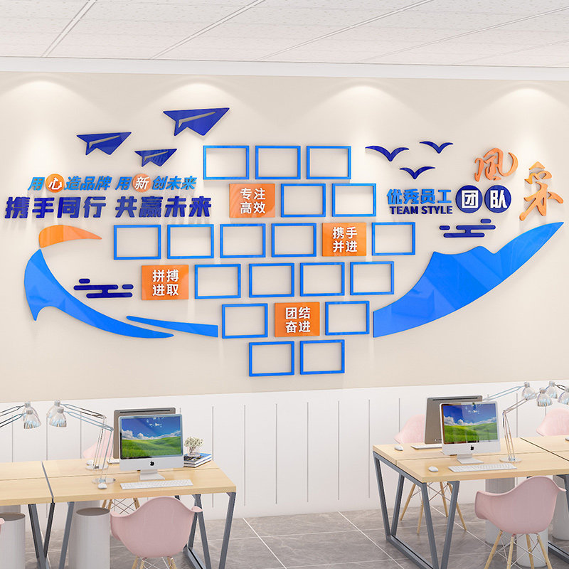 团队风采企业文化墙员工照片展示墙公告栏墙贴办T公室布置墙面装,淘宝优惠券,粉丝福利购,淘宝优惠卷