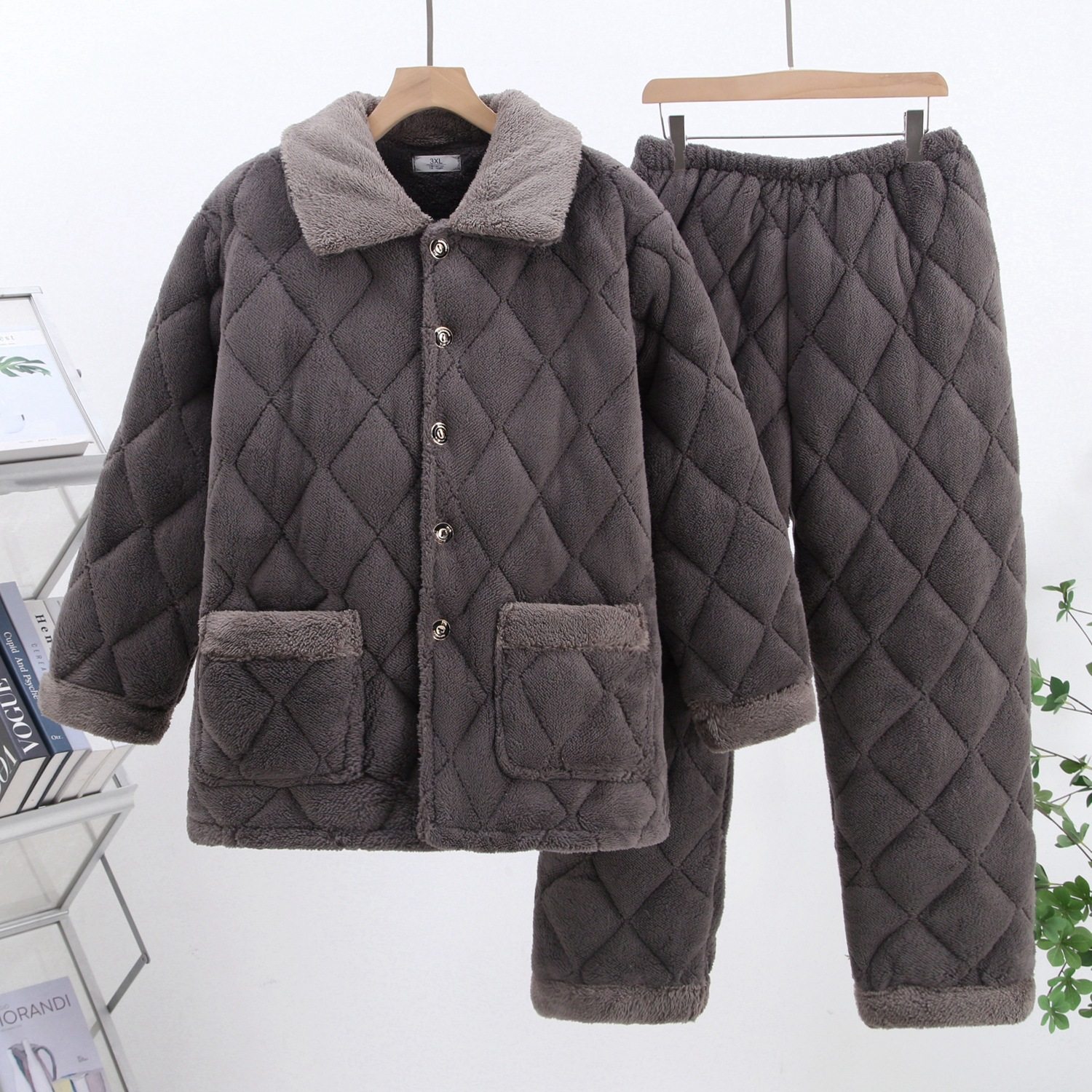 2025新款湖南冬天省服加绒加厚三层夹棉男款睡衣中老年家居服套装,淘宝优惠券,粉丝福利购,淘宝优惠卷