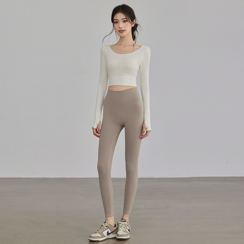 Aziztas带胸垫瑜伽服女修身长袖运动上衣普拉提跑步训练健身套装,淘宝优惠券,粉丝福利购,淘宝优惠卷