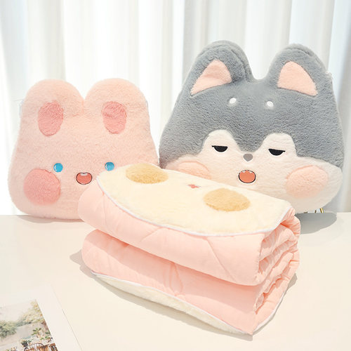 加厚抱枕被子两用车载车用汽车上靠枕办I公室午睡毯折叠毯子二合 - 图1